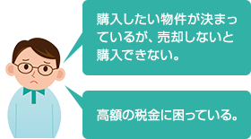 購入したい物件が決まっているが、売却しないと購入できない。高額の税金に困っている。