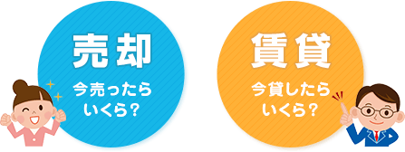 売却：今売ったらいくら？｜賃貸：今貸したらいくら？